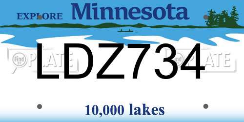 LDZ734 Minnesota License Plate