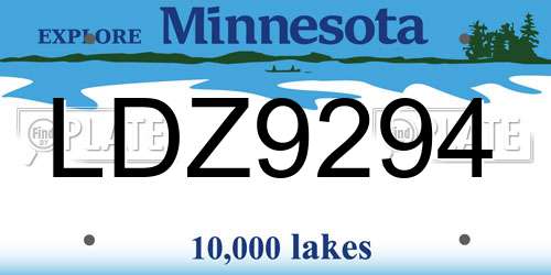 LDZ9294 Minnesota License Plate