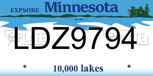 LDZ9794 Minnesota License Plate