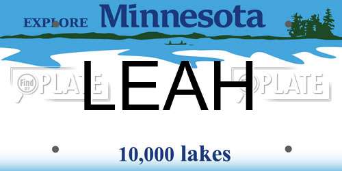LEAH Minnesota License Plate