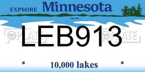 LEB913 Minnesota License Plate