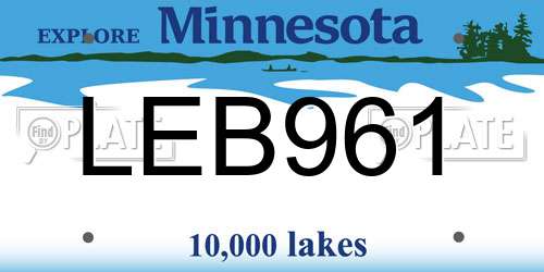 LEB961 Minnesota License Plate
