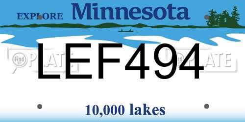 LEF494 Minnesota License Plate