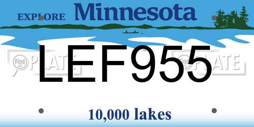 LEF955 Minnesota License Plate