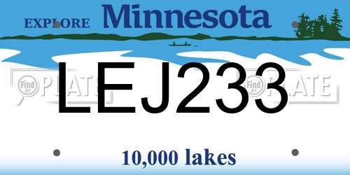LEJ233 Minnesota License Plate