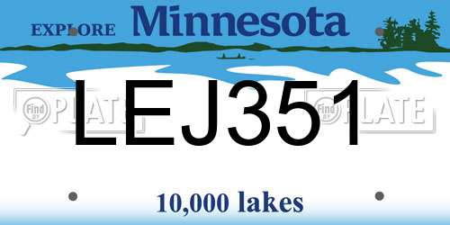 LEJ351 Minnesota License Plate