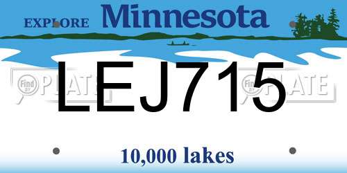 LEJ715 Minnesota License Plate