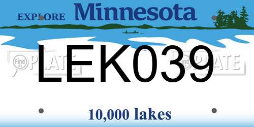 LEK039 Minnesota License Plate