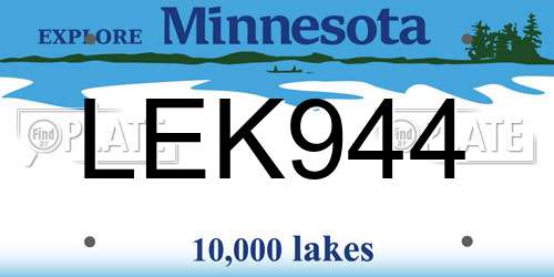 LEK944 Minnesota License Plate
