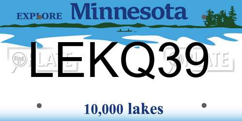 LEKQ39 Minnesota License Plate