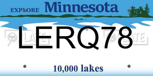 LERQ78 Minnesota License Plate
