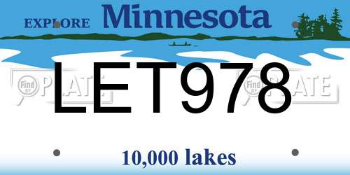 LET978 Minnesota License Plate