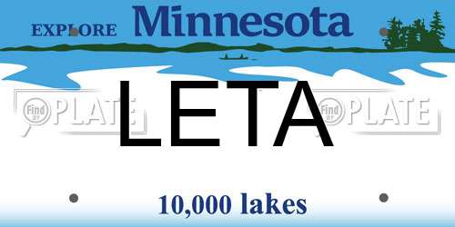 LETA Minnesota License Plate