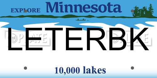 LETERBK Minnesota License Plate