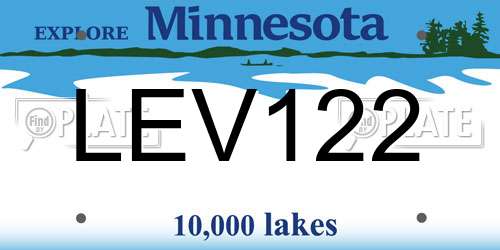 LEV122 Minnesota License Plate