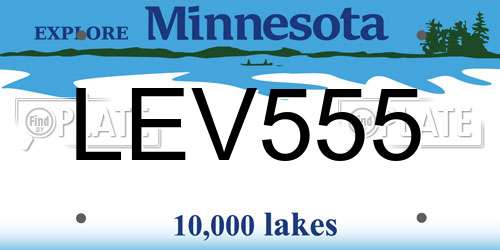 LEV555 Minnesota License Plate