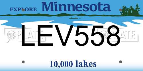 LEV558 Minnesota License Plate