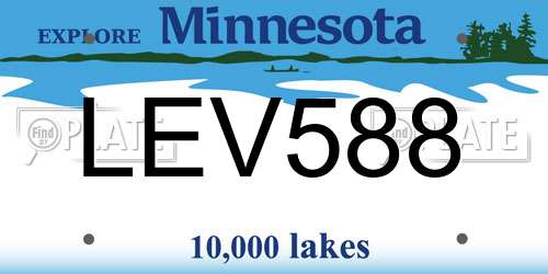 LEV588 Minnesota License Plate