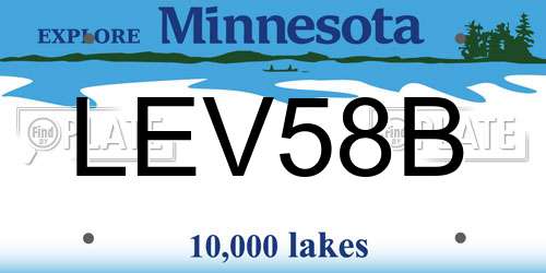 LEV58B Minnesota License Plate