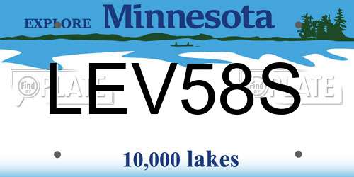 LEV58S Minnesota License Plate