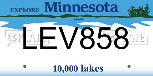 LEV858 Minnesota License Plate