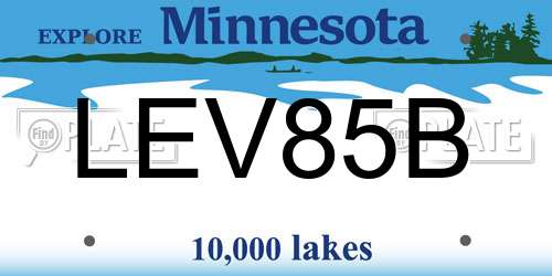 LEV85B Minnesota License Plate