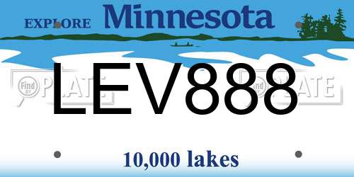 LEV888 Minnesota License Plate