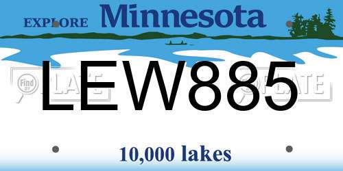 LEW885 Minnesota License Plate