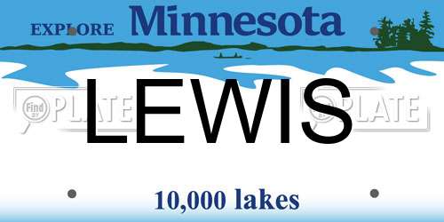 LEWIS Minnesota License Plate