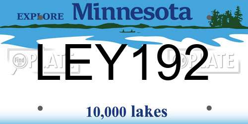 LEY192 Minnesota License Plate