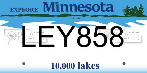 LEY858 Minnesota License Plate