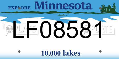 LF08581 Minnesota License Plate