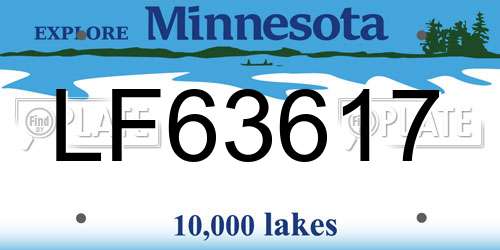 LF63617 Minnesota License Plate
