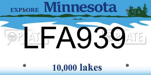 LFA939 Minnesota License Plate