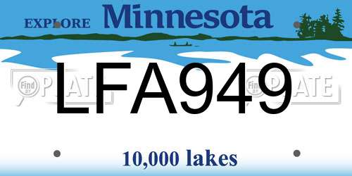 LFA949 Minnesota License Plate