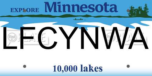 LFCYNWA Minnesota License Plate