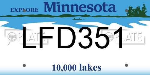 LFD351 Minnesota License Plate