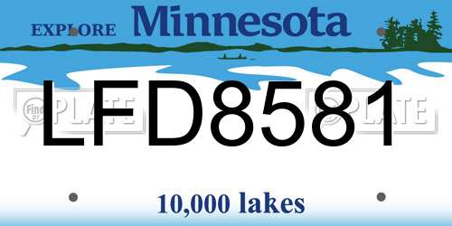 LFD8581 Minnesota License Plate