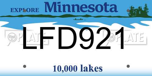 LFD921 Minnesota License Plate