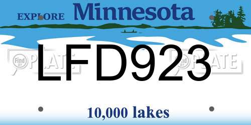 LFD923 Minnesota License Plate