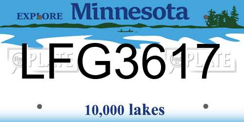 LFG3617 Minnesota License Plate