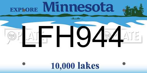 LFH944 Minnesota License Plate