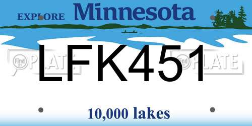 LFK451 Minnesota License Plate