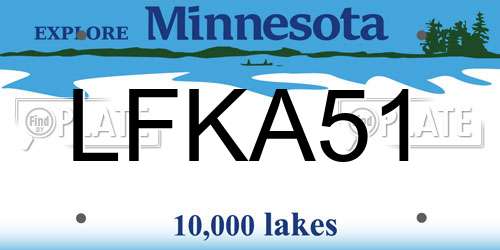 LFKA51 Minnesota License Plate