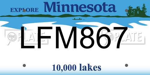 LFM867 Minnesota License Plate