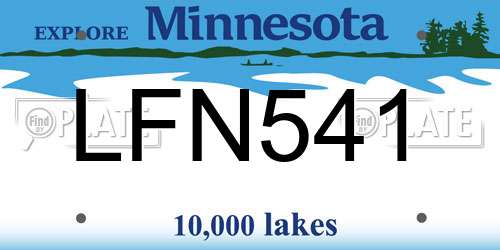 LFN541 Minnesota License Plate