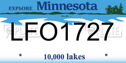 LFO1727 Minnesota License Plate