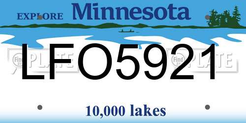 LFO5921 Minnesota License Plate