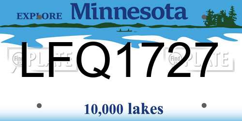 LFQ1727 Minnesota License Plate