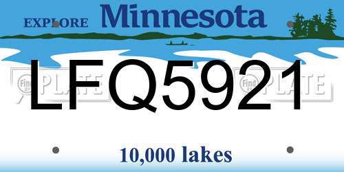 LFQ5921 Minnesota License Plate